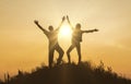 Two people between clouds Full length silhouette Royalty Free Stock Photo