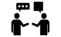Two people conversing with speech bubbles in black and white illustration Royalty Free Stock Photo