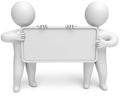 Two people with an empty signboard in hands Royalty Free Stock Photo