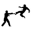 Two people fighting-Martial arts silhouette logo vector illustration