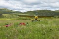 Two people film the takeoff of a airplane Royalty Free Stock Photo