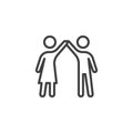 Two people giving high five each other line icon