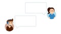 People having online chat, support service. Empty speech bubbles for your text. Vector illustration Royalty Free Stock Photo