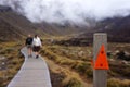 Two people hiking the Tongariro Alpine Crossing Royalty Free Stock Photo