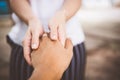 Two people holding hands for comfort. Giving a helping hand Royalty Free Stock Photo