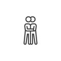 Two people hugging line icon