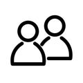 Two people icon. Symbol of group or pair of persons, friends, contacts, users. Outline modern design element. Simple
