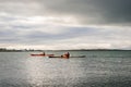 Two people kayaking in Iceland