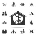 two people in love forming heart symbol in home icon. Detailed set of human body part icons. Premium quality graphic design. One o