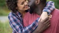 Two people in love show affection for each other, delicately touching noses