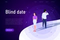 Two people meets on blind date, blind date illustration concept. Royalty Free Stock Photo