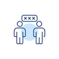 Two people and password covered by asterisks. Password sharing, multiple user authentication. Pixel perfect