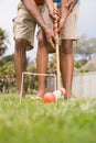 Two people playing croquet Royalty Free Stock Photo
