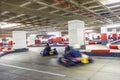 Indoor karting track in red and white Royalty Free Stock Photo