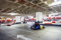 Indoor karting track in red and white Royalty Free Stock Photo