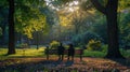 Two People Sitting on a Bench in a Park Royalty Free Stock Photo