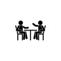 Two people, table, conversation icon. Simple glyph, flat vector of People talk icons for UI and UX, website or mobile application