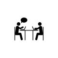 Two people, table, laptop icon. Simple glyph, flat vector of People icons for UI and UX, website or mobile application