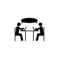 two people, table, laptop icon. Simple glyph, flat vector of People icons for UI and UX, website or mobile application
