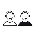 Two people with telephone headset on a white background Royalty Free Stock Photo