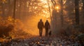 Two People Walking Down a Woodland Path Royalty Free Stock Photo