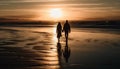 Two people walking on sand, embracing love generated by AI Royalty Free Stock Photo