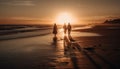 Two people walking on sand, holding hands generated by AI Royalty Free Stock Photo