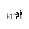 two people at work, laptop, table icon. Simple glyph, flat vector of People icons for UI and UX, website or mobile application