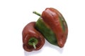 Two peppers with white background. Royalty Free Stock Photo