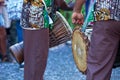 Two percussionists during the carnival of Grand Boucan Royalty Free Stock Photo