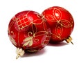 Two perfec red christmas balls isolated Royalty Free Stock Photo