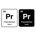Two periodic table elements showing praseodymium symbol and atomic number Royalty Free Stock Photo