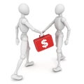 Two person handover a red money suitcase Royalty Free Stock Photo