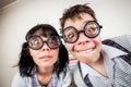 Two person wearing spectacles in an office at the doctor Royalty Free Stock Photo