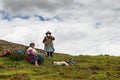 Two Peruvian women farmers near Maras, Peru