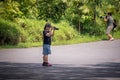 Two Photographers Trying To Film Birds Royalty Free Stock Photo