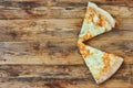 Two piece of fresh pizza four cheese Royalty Free Stock Photo
