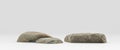 Two piece Isolated realistic rocks in white background, 3d Rendering Royalty Free Stock Photo