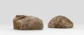 Two piece Isolated realistic rocks in white background, 3d Rendering Royalty Free Stock Photo