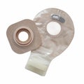 Two piece ostomy appliance containing bag and flange