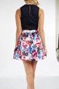 Two-Piece Sleeveless Lace Crop Top and Printed Short Skirt Dress