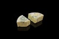 Two pieces blue cheese Royalty Free Stock Photo