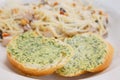 Two pieces of bread with green butter Royalty Free Stock Photo