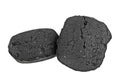 Two pieces of charcoal isolated on white background Royalty Free Stock Photo