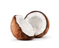 Two pieces of coconut close-up on a white background Royalty Free Stock Photo