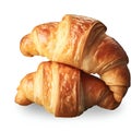 two pieces of croissant in a stack are isolated on a white background AI-Generated
