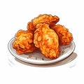 Vibrant Vector Illustration Of Fried Chicken On White Plate