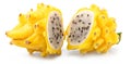 Two pieces of dragon fruit isolated on white background Royalty Free Stock Photo