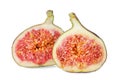 Two pieces of fresh fig fruit isolated on white background Royalty Free Stock Photo
