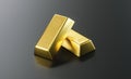 Two pieces of gold bar stack up on a black background Royalty Free Stock Photo